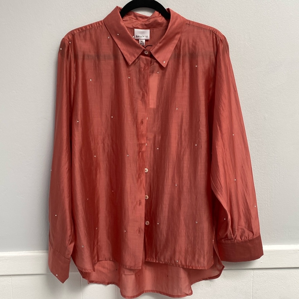 Bailey /44 button down top, light weight and see through , size XL